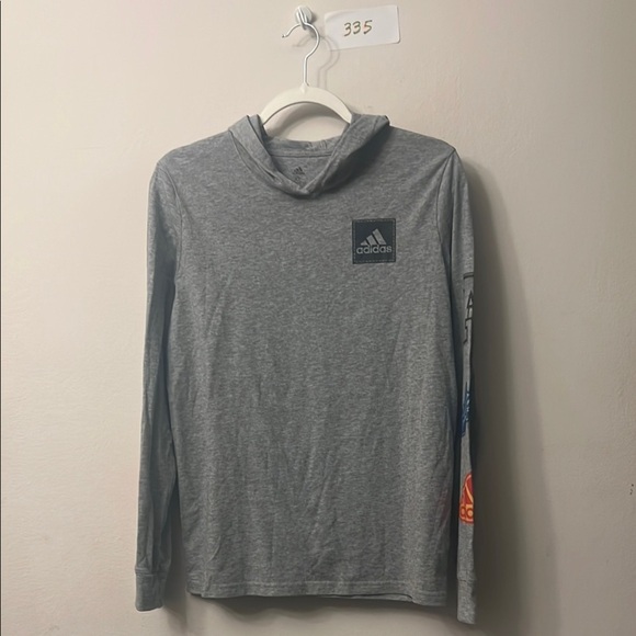 Adidas Gray Hoodie with Vibrant Sleeve Details - Picture 3 of 5